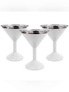 NEW Set of 3 ORCA Martini Beach/Poolside Tumblers Insulated 13oz with Lids